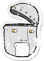 retro distressed sticker of a cartoon robot head png