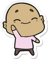 sticker of a happy cartoon bald man png