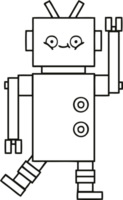 linje teckning tecknad serie av en robot png