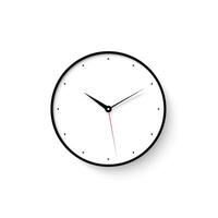 Icon of white clock face with shadow on wall background vector