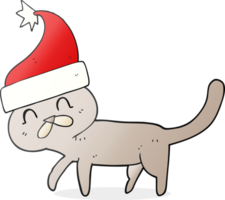 hand drawn cartoon cat wearing christmas hat png