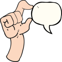 hand drawn speech bubble cartoon hand making smallness gesture png