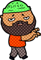 dessin animé homme inquiet avec barbe png