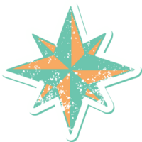 iconic distressed sticker tattoo style image of a star png