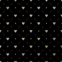 Seamless gold pattern with hearts on a black background vector