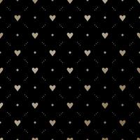 Seamless gold pattern with hearts on a black background vector