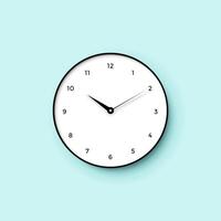 Icon of white clock face with shadow on mint wall background vector