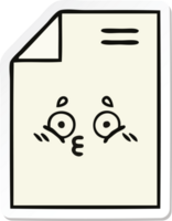 sticker of a cute cartoon sheet of paper png