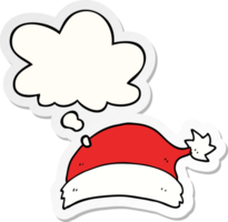 tekenfilm Kerstmis hoed met gedachte bubbel net zo een gedrukt sticker png