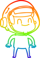 rainbow gradient line drawing of a happy cartoon astronaut png