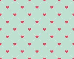 Seamless pattern of hearts on a light green background vector