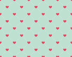 Seamless pattern of hearts on a light green background vector