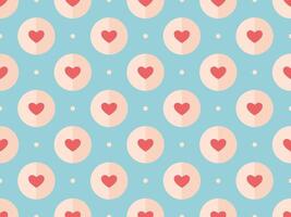 Seamless pattern of red hearts on a turquoise background vector