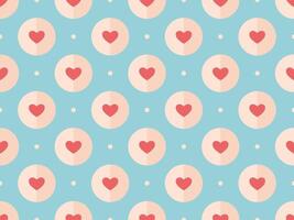 Seamless pattern of red hearts on a turquoise background vector