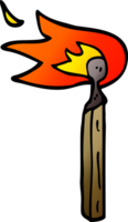 cartoon doodle burning match png
