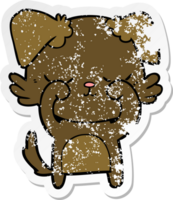 distressed sticker of a cute cartoon dog png