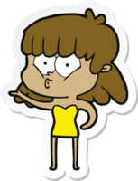 sticker of a cartoon whistling girl png