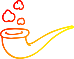 warm gradient line drawing of a cartoon smoking pipe png