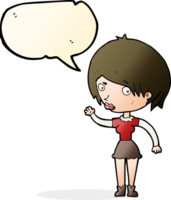 cartoon waving woman with speech bubble png