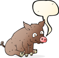 cartoon happy pig with speech bubble png