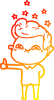 warm gradient line drawing of a cartoon excited man png