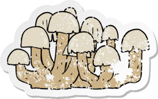 distressed sticker of a cartoon mushroom png