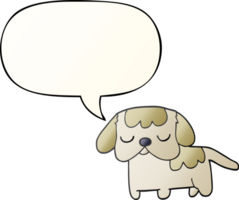 cute cartoon puppy with speech bubble in smooth gradient style png