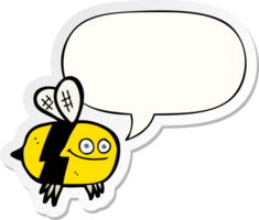 dessin animé abeille avec discours bulle autocollant png