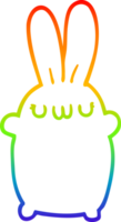 rainbow gradient line drawing of a cartoon rabbit png