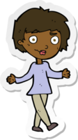 sticker of a cartoon confused woman png