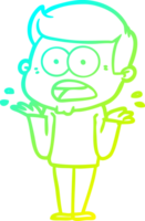 cold gradient line drawing of a cartoon shocked man png