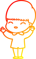 warm gradient line drawing of a happy cartoon boy png