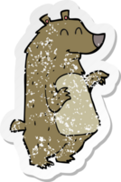 retro distressed sticker of a cartoon bear png