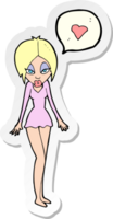 sticker of a cartoon woman with love heart png