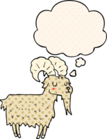 cartoon goat with thought bubble in comic book style png