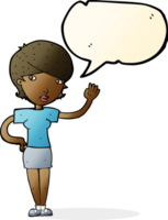 cartoon woman waving with speech bubble png