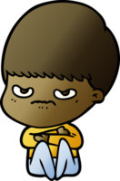 niño enojado de dibujos animados sentado png