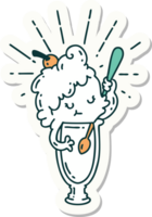 sticker of a tattoo style ice cream character png