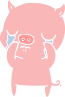 flat color style cartoon pig crying png