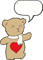 ours en peluche dessin animé avec coeur d'amour avec bulle de dialogue png