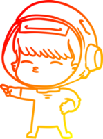 warm helling lijn tekening van een tekenfilm nieuwsgierig astronaut richten png