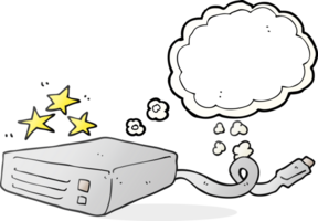 hand drawn thought bubble cartoon computer hard drive png