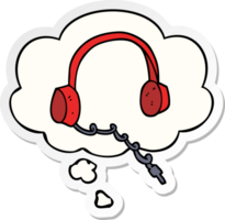 cartoon headphones with thought bubble as a printed sticker png