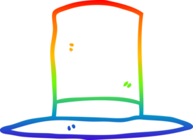 rainbow gradient line drawing of a cartoon top hat png