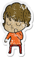 distressed sticker of a cartoon woman png