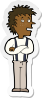 sticker of a cartoon boy with folded arms png