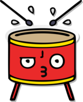 distressed sticker of a cute cartoon drum png