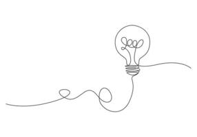 Continuous line drawing of light bulb energy concept pro illustration vector