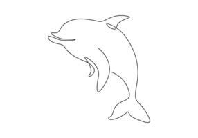 Dolphin continuous one line drawing pro illustration vector