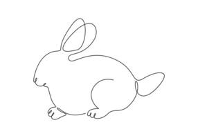 Conejo continuo uno línea dibujo prima ilustración vector